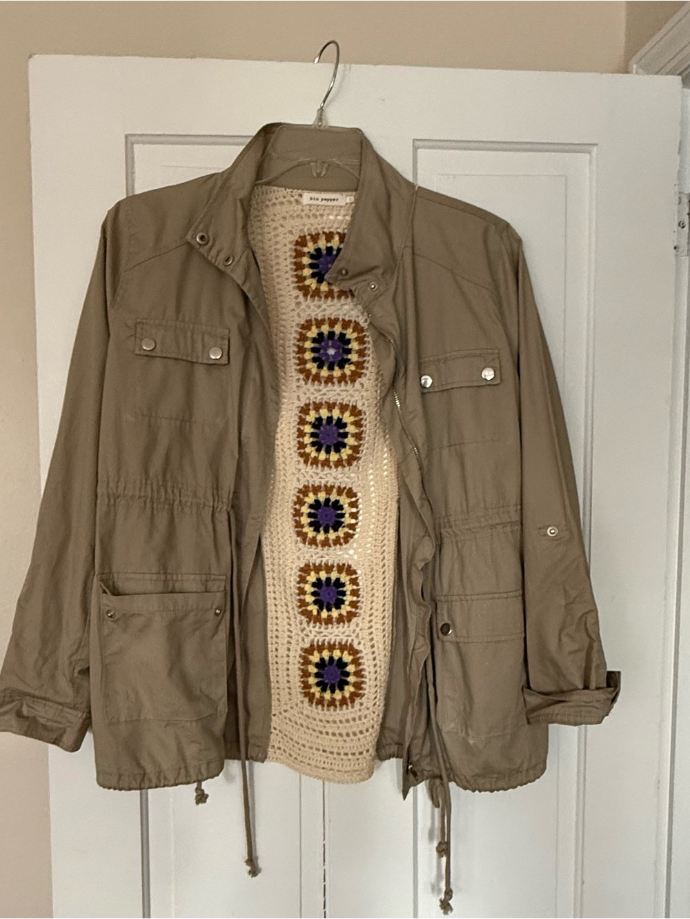 Blu Pepper Lightweight Khaki Utility Jacket with Drawcord